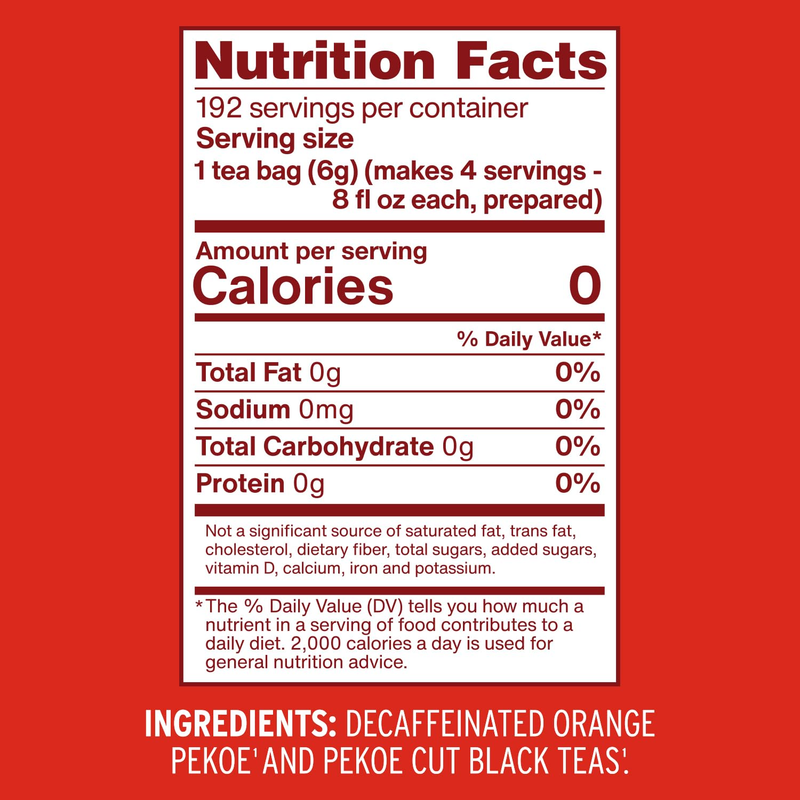 Decaffeinated Iced Tea, Family Size, Unsweetened, 288 Tea Bags (6 Boxe