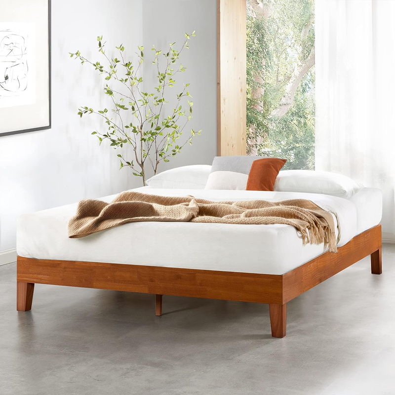 Mellow 12" Classic Solid Wood Platform Bed Frame W/Wooden Slats (No Box Spring N