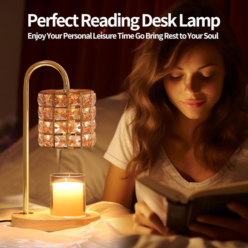 Candle Warmer Lamp, Wax Warmer Lamp with 2 Bulbs, Timer & Dimmer 7-Levels, Candl