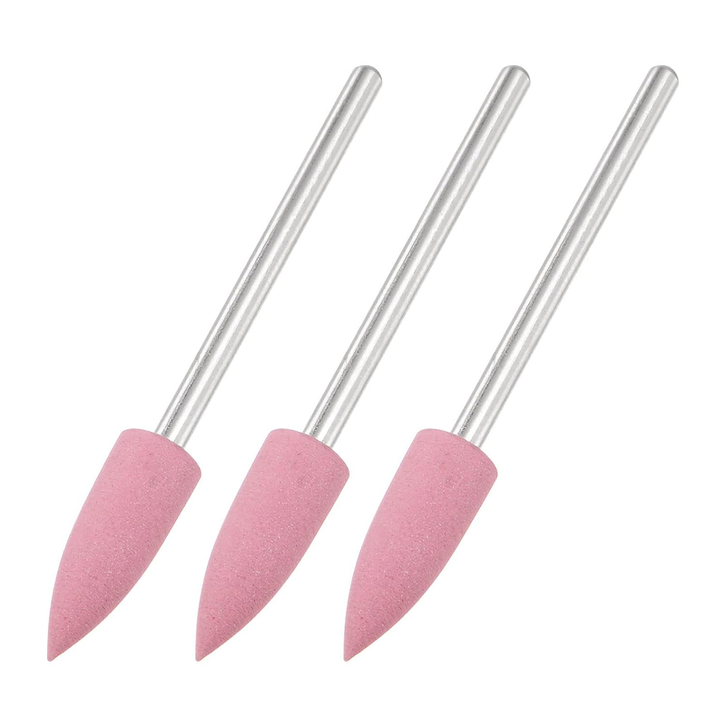 3Pcs 180 Grits Abrasive Mounted Stone 2.35Mm Shank 1/4"(6Mm) Dia Pointed Point H