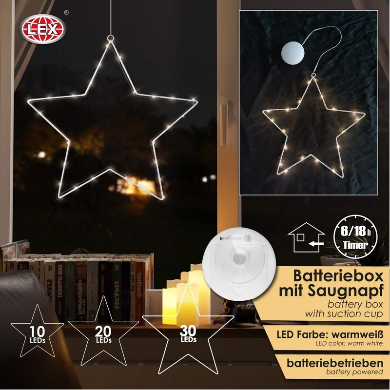 10er Led Metallstern Lichterkette Batterie Lichterstern WarmweiÃ Deko