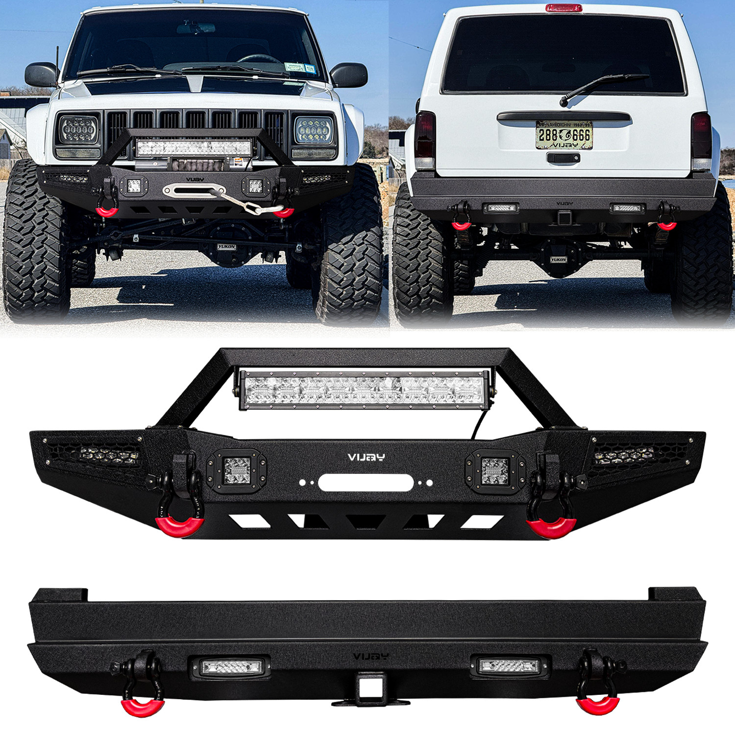 Vijay For 1984-2001 Cherokee XJ New Steel Front/Rear Bumper W