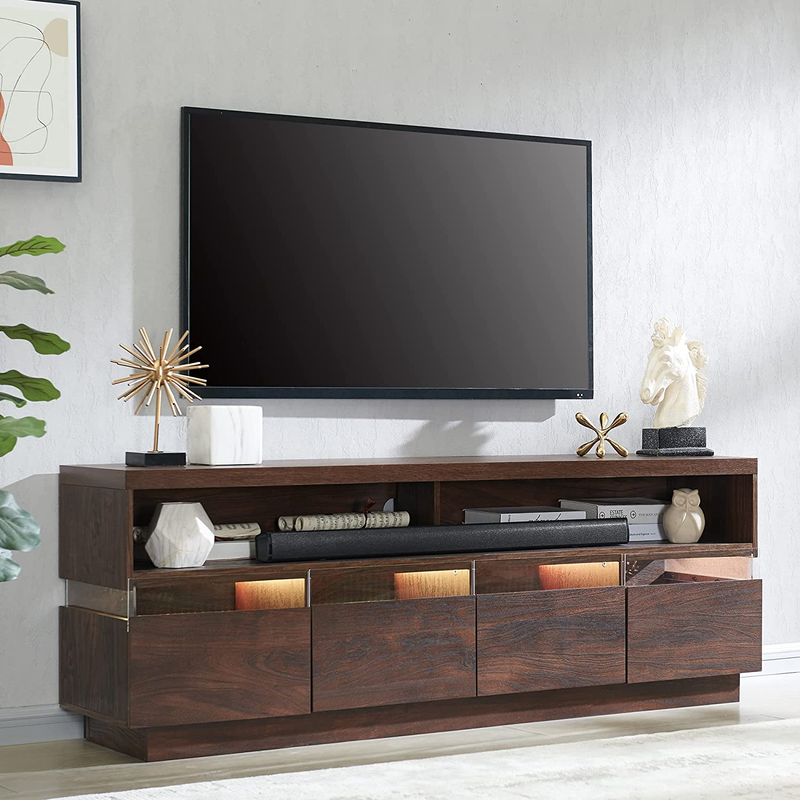 For 75 Inch Tv, Modern Gaming Entertainment Center With Led 