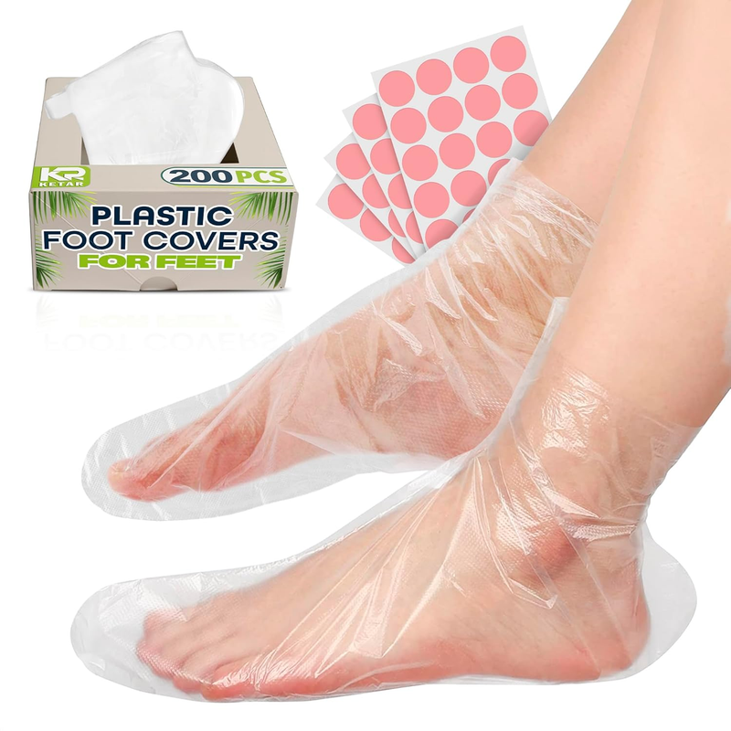 200 Pcs Plastic Socks for Moisturizing Feet  Leak-Proof Foot G...