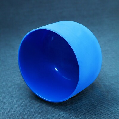 G Note Throat Chakra 8in Blue Colored Frosted Quartz Crystal Singing Bowl W/Case