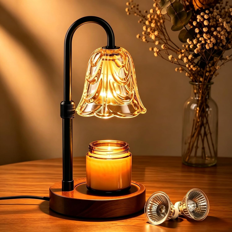 Candle Warmer Lamp Timer with 2 Bulbs，Dimmable Candle Warmer for Scented Jar Can