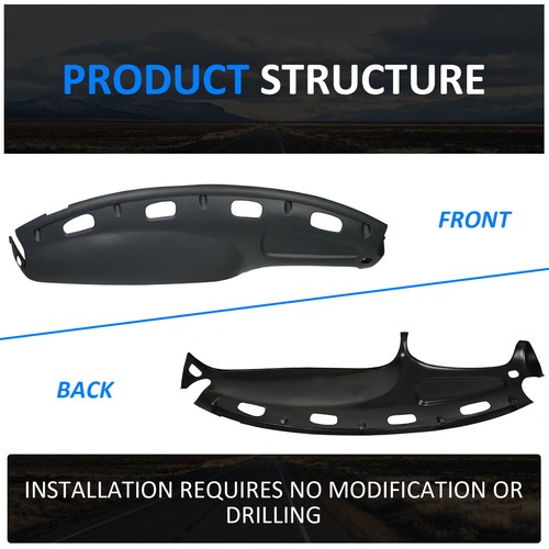 Fit For 98-02 Dodge Ram Pickup Gray Dash Bezel &Dashboard Cover Overlay W/clips