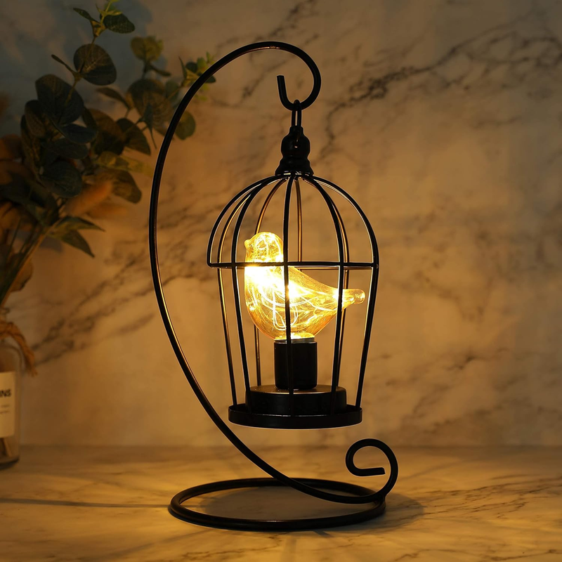 Decorative Tabletop Lamp,Birdcage Bulb Battery Operated,13"Cordless Accent Light
