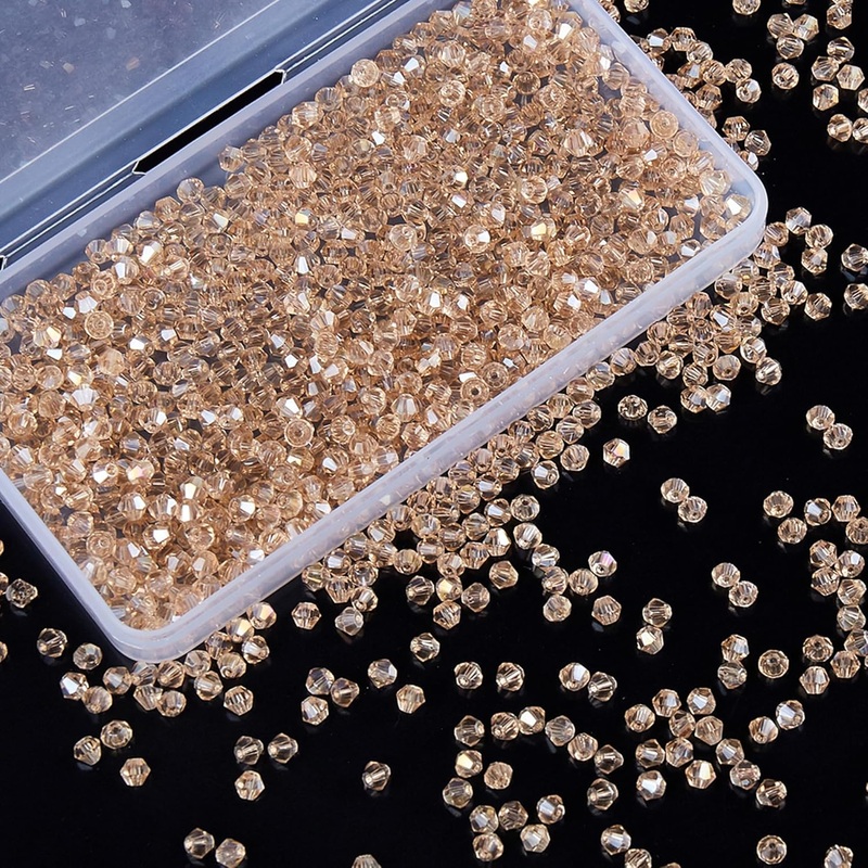 1100PCS 4Mm Bicone Crystal Glass Beads for Jewelry Making, Sparkling Mini Beads