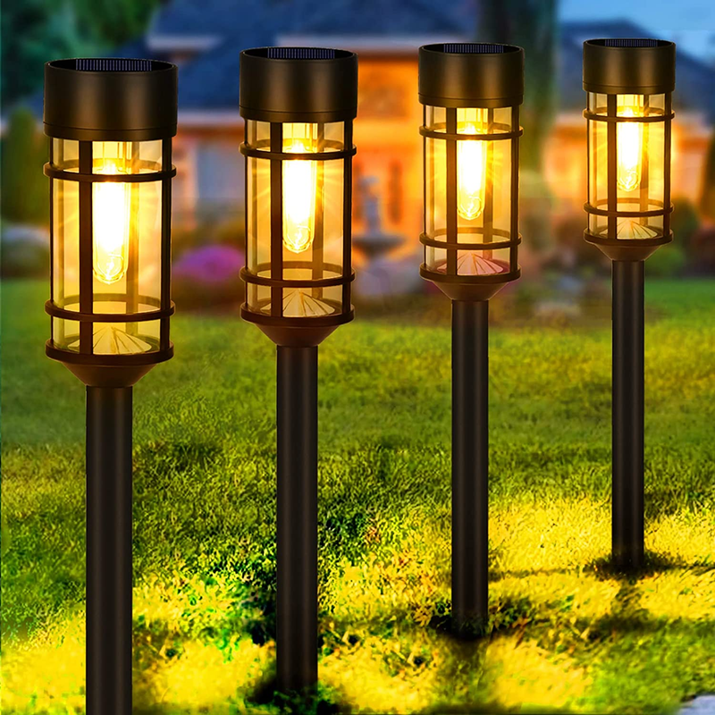 8 Pack Glass Solar Pathway Lights, Waterproof Solar Lights for outside Garden De