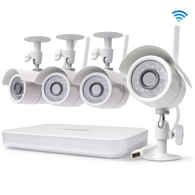 Zmodo 1080p 8ch Nvr 4 Wifi Camera Outdoor/Indoor Home Surveillance System No Hdd