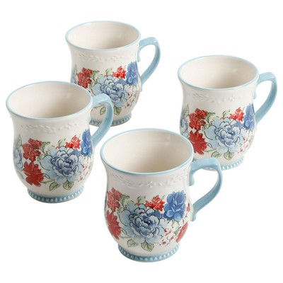 17 Oz Classic Charm Mugs All Occassion Drinkware Coffe Tea Choco 4-Pack Floral