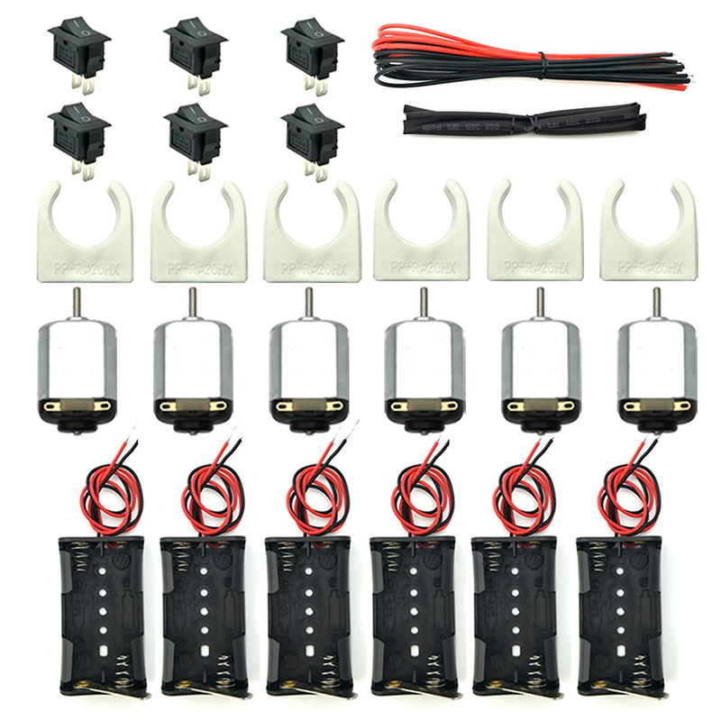 EUDAX 6 Set Small DC Motor Mini Electric Hobby Motors 1.5V-3V 24000RPM with 2X1.
