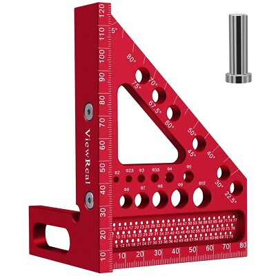 Premium Carpenter Square Hole Scribing Ruler Precision Woodworking Tool 22.5-90 