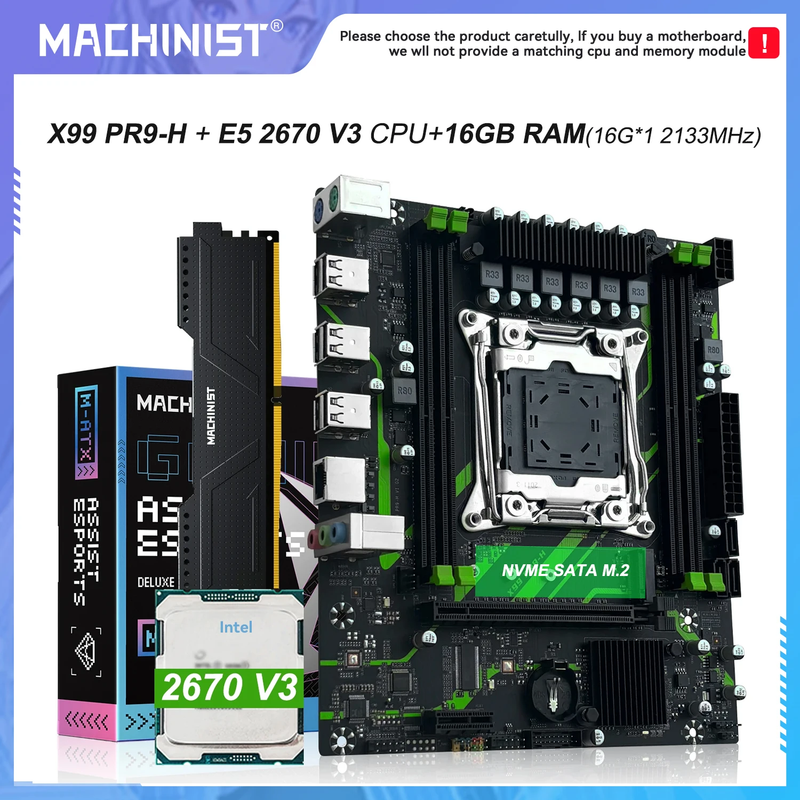 Scheda Madre MACHINIST X99 LGA 2011-3: Set Combo Xeon E5 2670 V3 e 16GB RAM  