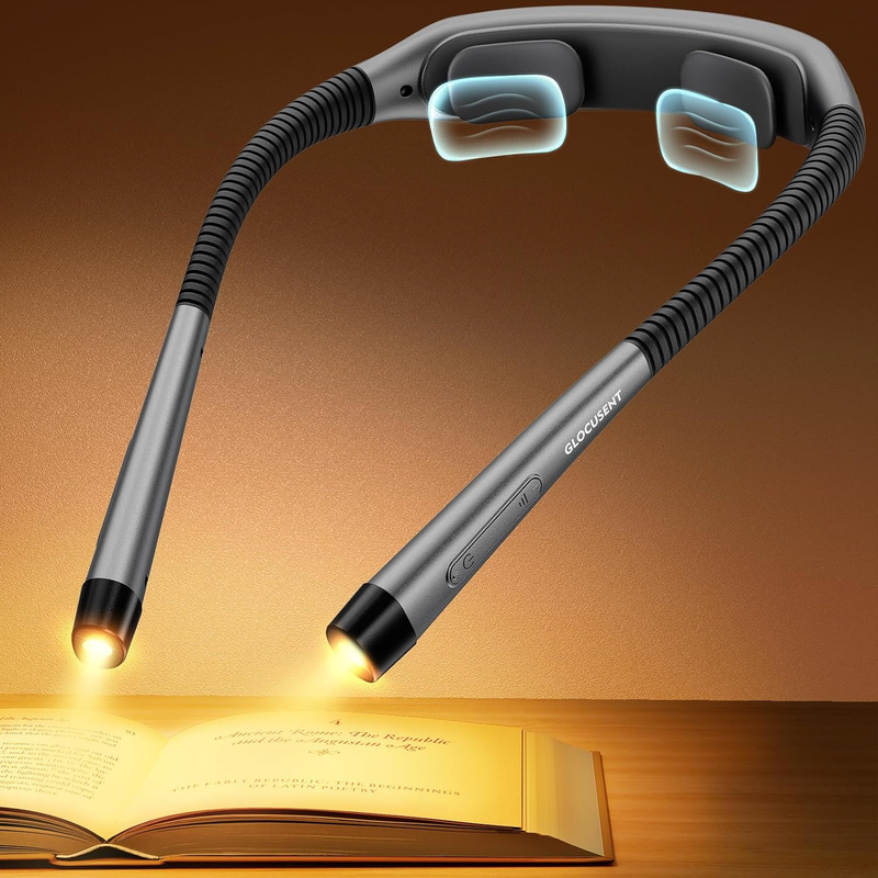 Rechargeable Reading Light, 1600mAh Book Light - 3 Colors & 5 Stepless Brightnes