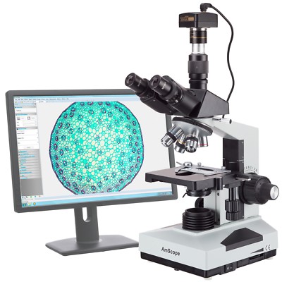 AmScope 40X-1600X Lab Clinic Trinocular Microscope with 5MP USB Camera