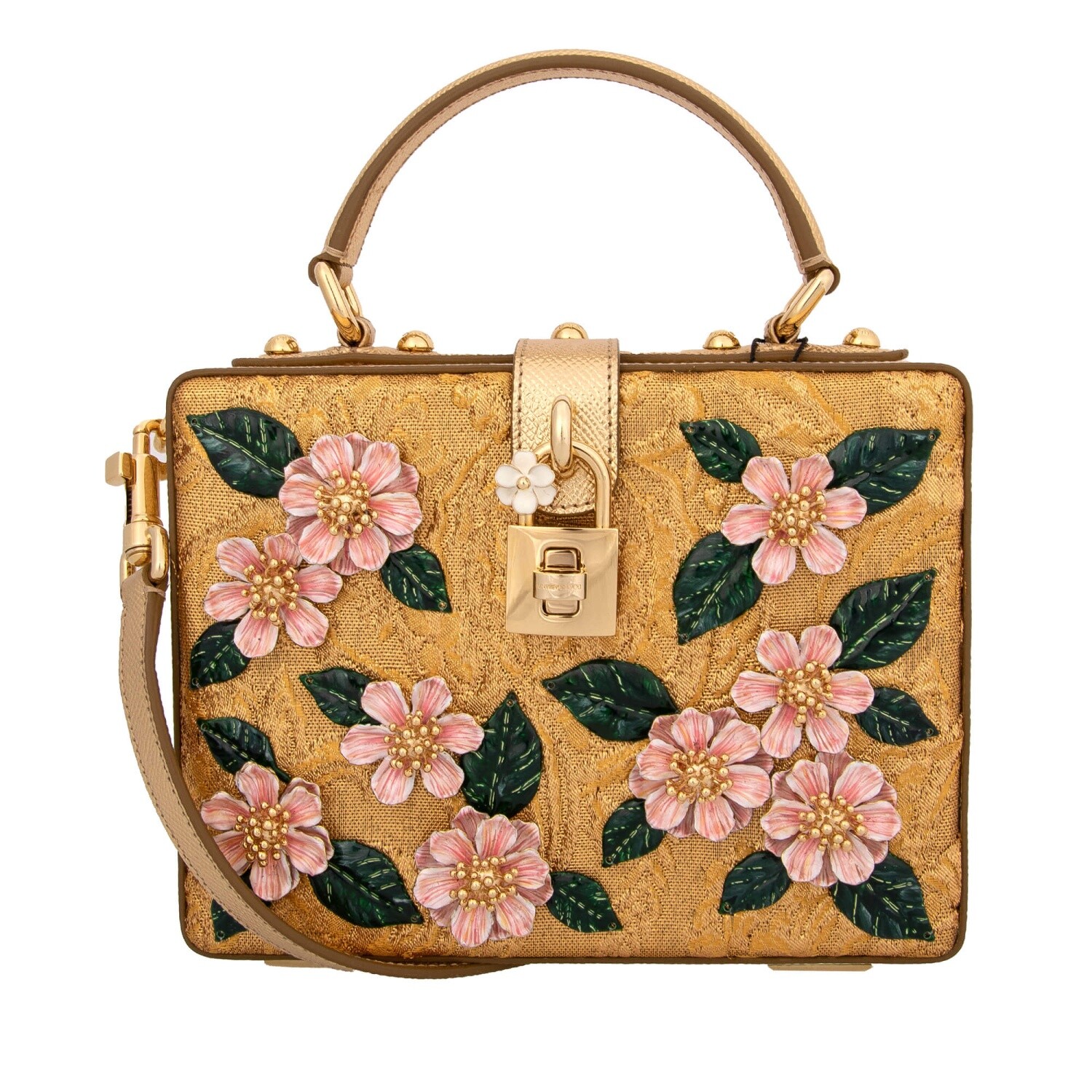 

DOLCE - GABBANA Кожаный клатч с люрексом и цветочным декором DOLCE BOX Gold 11318, Dolce Box