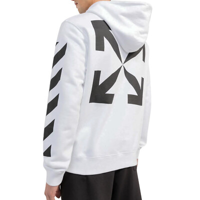 Pre-owned Off-white Diag Arrow Slim Hoodie Mens Style : Ombb097c99fle01 In White/black