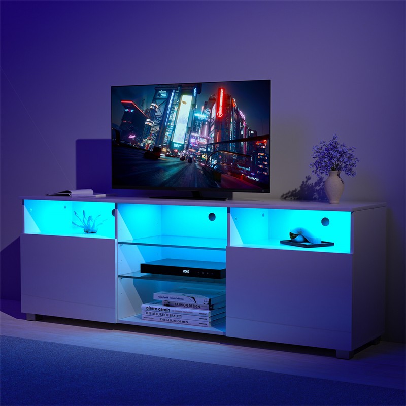 47"/57"/65" Modern LED High Glossy TV Stand, Media Console, Entertainment Cente