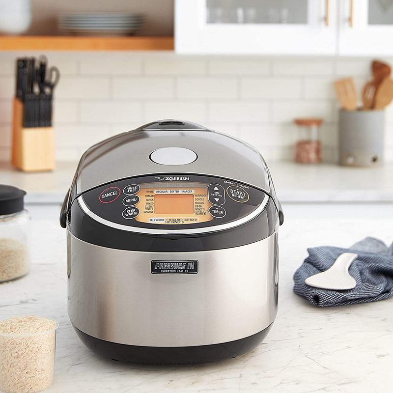 Pressure Induction Heating Rice Cooker & Warmer, 10 Cup, Stainless Black, Made i
