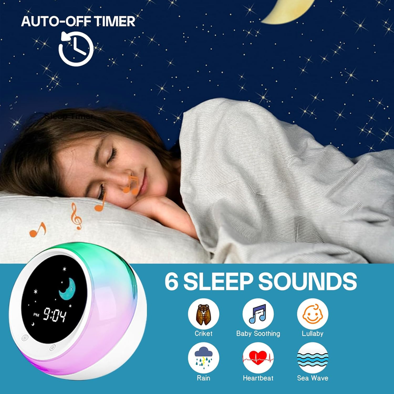 I.CODE Sun & Moon Rise Kids Alarm Clock, Children's Sleep Trainer, Sleep Sound M