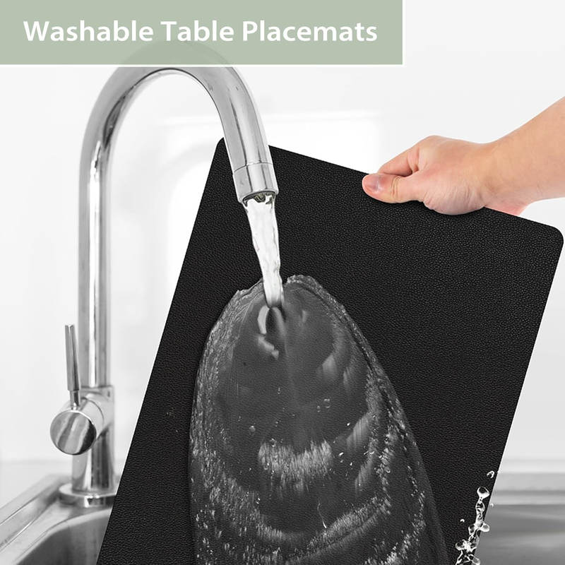 Placemats Set of 6, Heat Resistant Luxury Leather Placemats Double Layer, Waterp