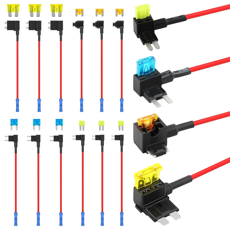 12 Pack 12v Add-a-Circuit Fuse Tap Kit – 4 Types (ATO, ATC, ATM, Apm) with Stand