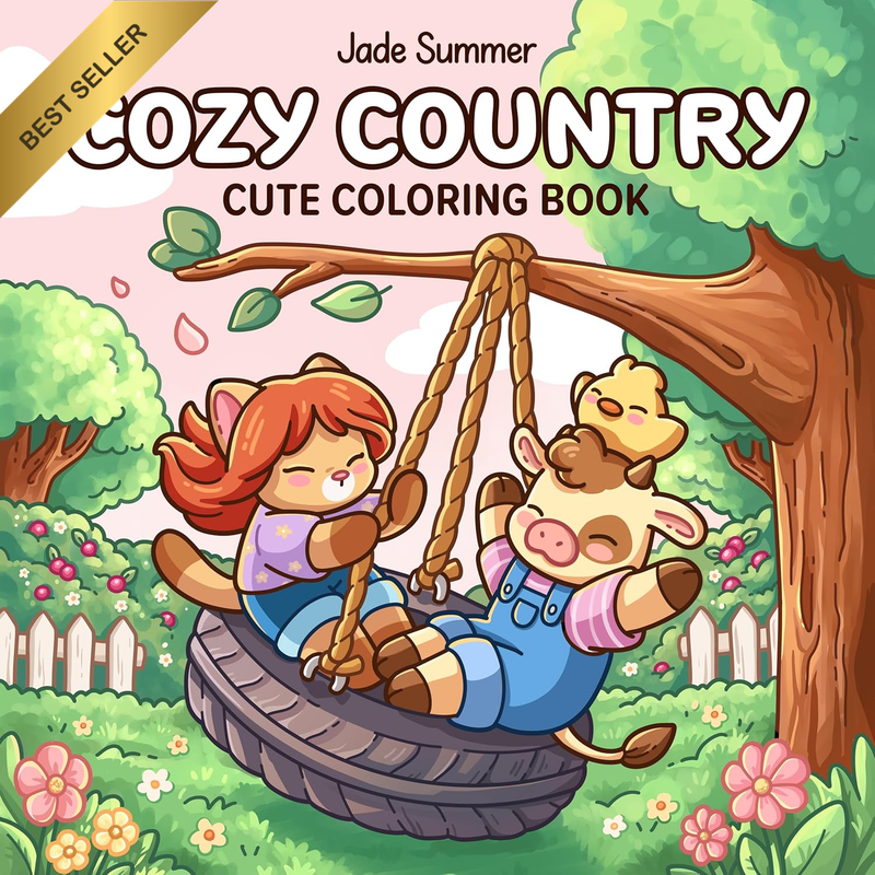 Cozy Country: Cute Coloring Book for Adults and Teens with Adorable Animals and