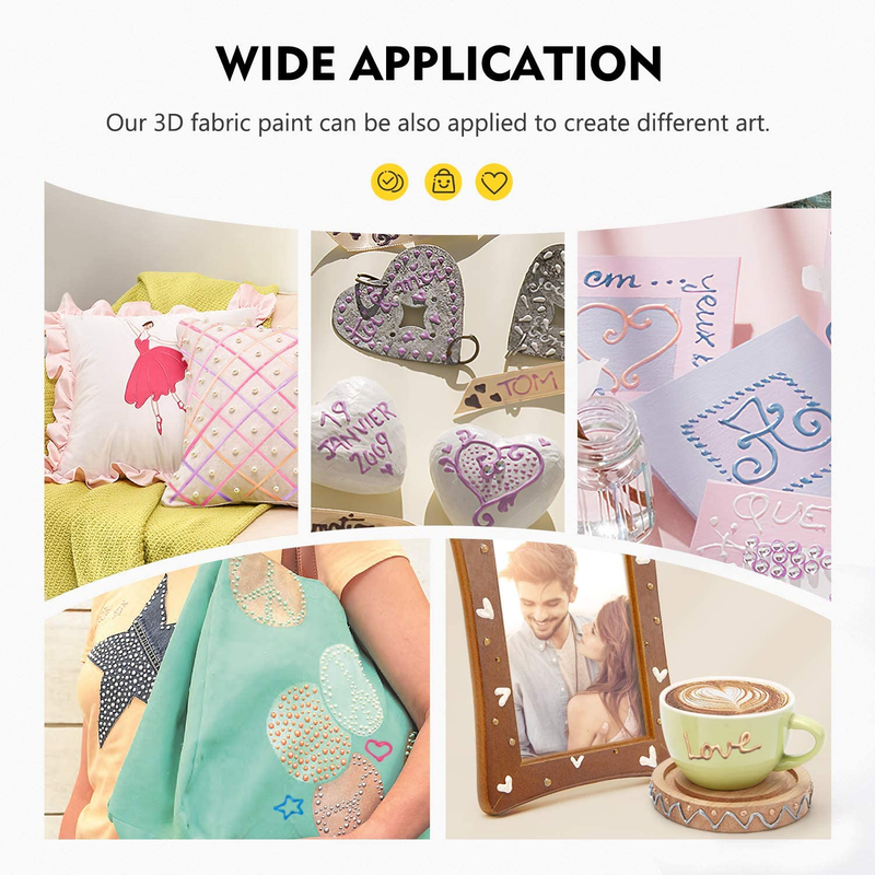 3D Fabric Permanent Paint 40 Color Puffy Paint with Vibrant Colors 3 Bonus Br...