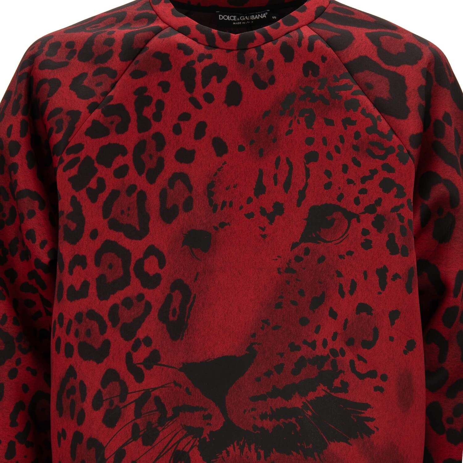 Pre-owned Dolce & Gabbana Oversize Leopard Face Print Sweater Pocket Red Black 13459