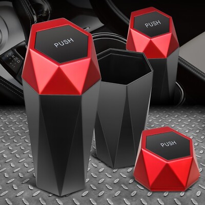 [2ШТ] Портативный Автомобильный Мини-держатель для мусорного ведра Мусорное ведро для мусора Пылезащитный чехол Красная крышка