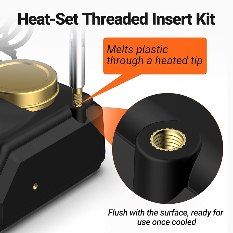 Heat-Set Insert Tip Set - with Soldering Iron and 130Pcs Thread Inserts, for 3D