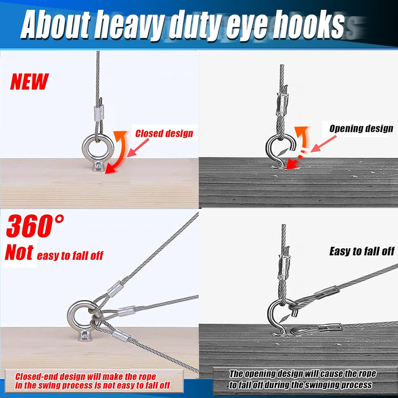Heavy Duty Eye Hooks 5Inch Self Tapping Eyelet Screw Load Capacity 700LBS Heavy