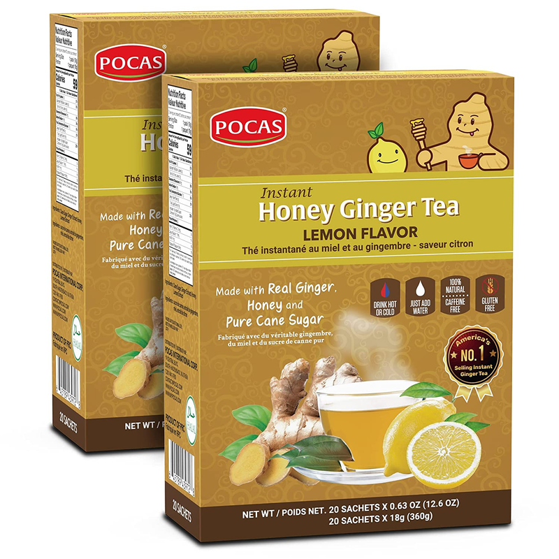 - Instant Tea Powder Packets With Lemon & Ginger Honey Cryst