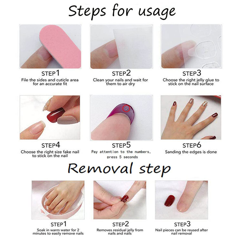 24 Pcs Independence Day Press-On Nails Kit Full Cover USA Flag Design Reusable