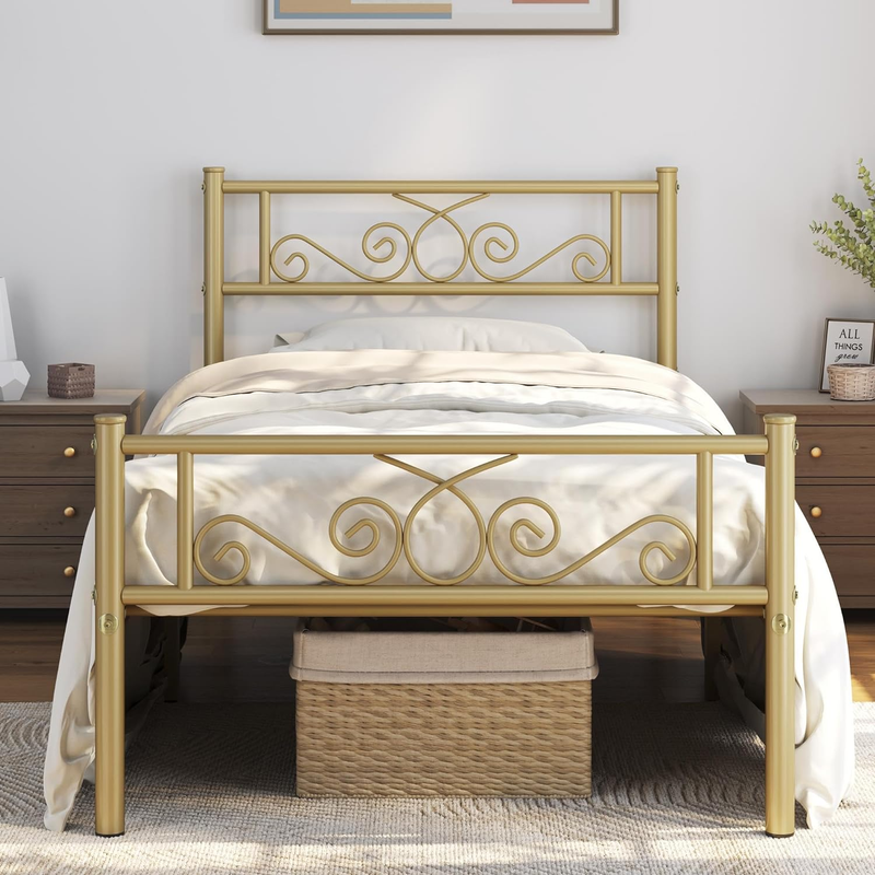 S Metal Platform Bed With Headboard And Footboard For Bedrooms