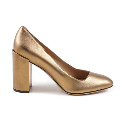 Pre-owned Ferragamo Salvatore  'arezzo 85' Gold Leather Pump Heels 8b $675 Shoes