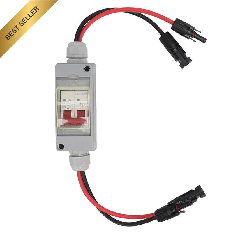 Circuit Breaker, 32A DC 500V 2 Pole Circuit Breaker Protector with IP65 Waterpro