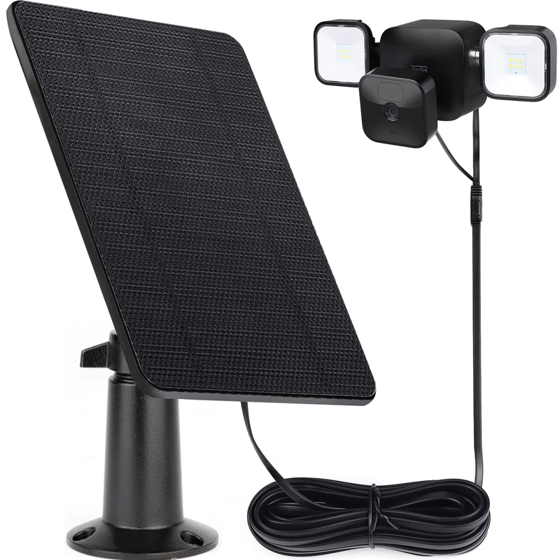 Solar Panel Compatible with Blink Floodlight + Camera,16.5Ft/5M Weatherproof USB