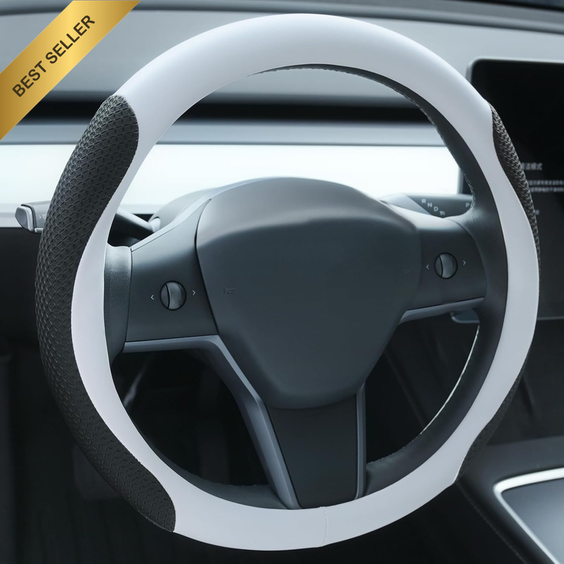 Nappa Premium Leather Car Steering Wheel Cover, Non-Slip, Breathable, Universal