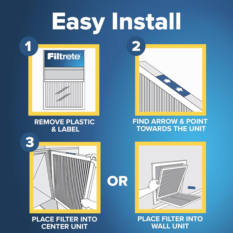 16x25x1 AC Furnace Air Filter, MERV 13, MPR 1900, Premium Allergen, Bacteria & V