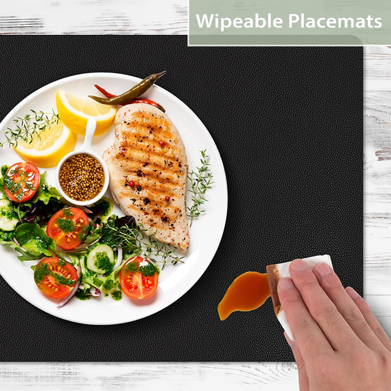 Placemats Set of 6, Heat Resistant Luxury Leather Placemats Double Layer, Waterp
