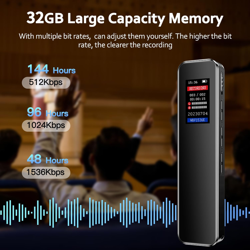 32GB Digital Voice Activated Recorder for Lectures Meetings, Portable Tape Recor