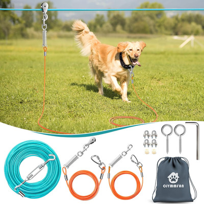Professional Dog Runner Trolley System，Heavy Duty 30Ft Dog Zip Line with 10Ft & 