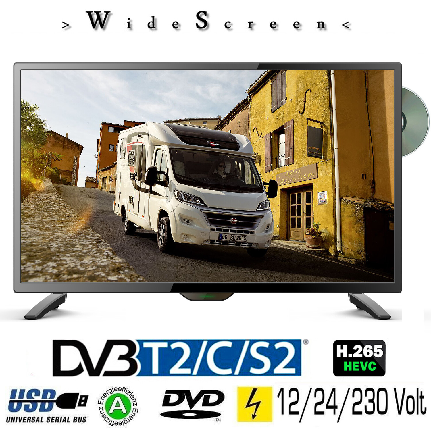Reflexion LDDW280 LED HD Fernseher 28Zoll TV DVB-S2/C/T2 DVD 12/24/230 Volt