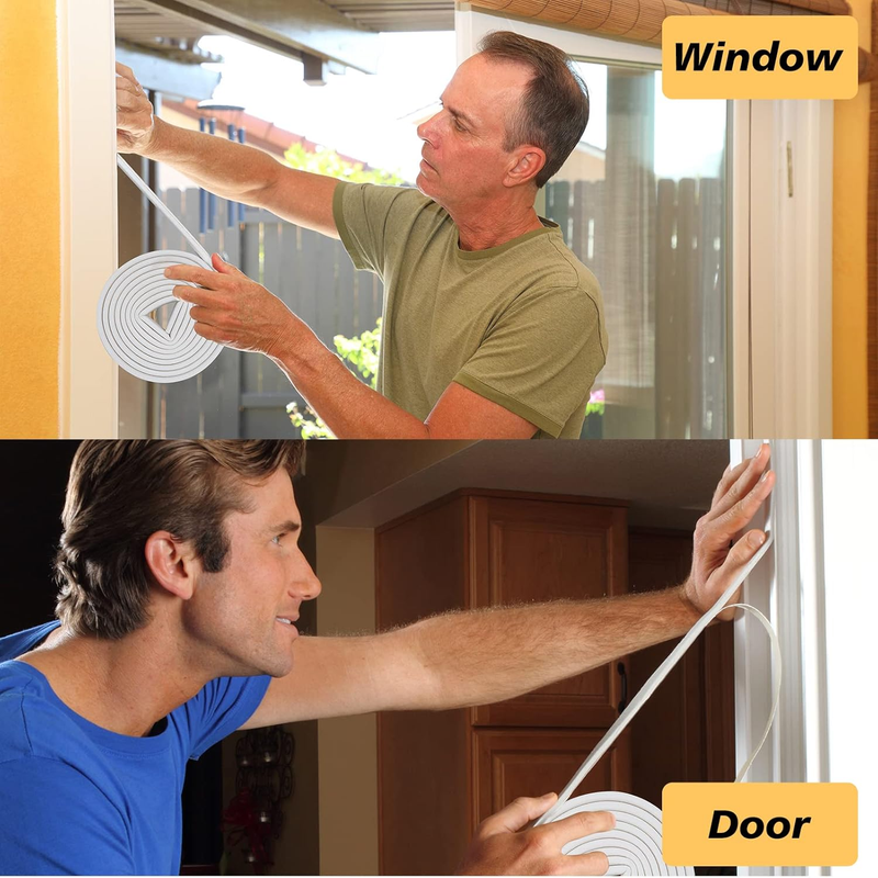 Weather Stripping Door Draft Stopper Set, 39ft D-Type Door Seal Strip, 3.3ft Doo