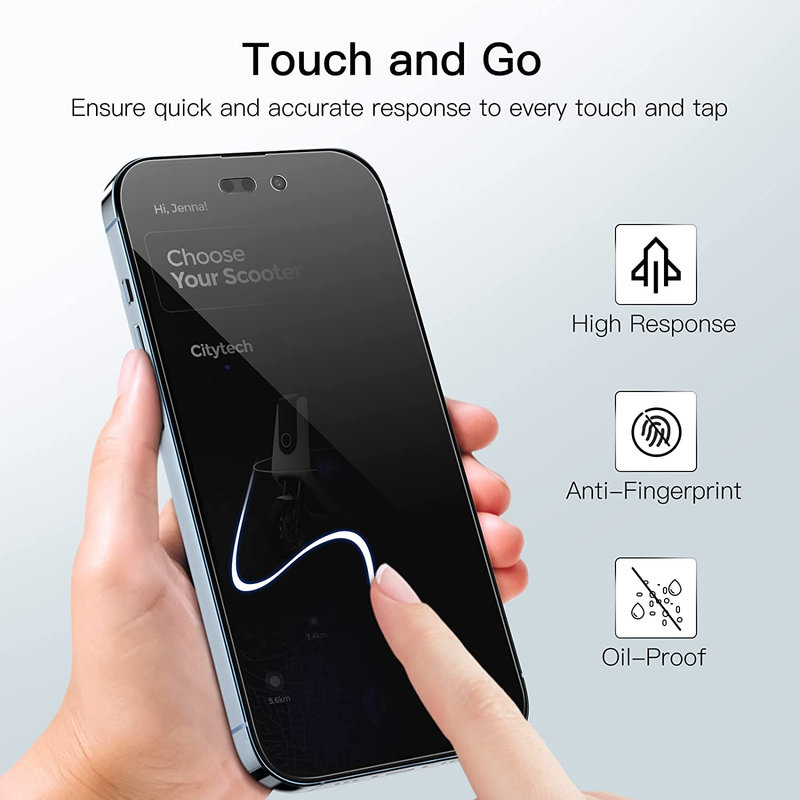 Privacy Full Coverage Screen Protector for iPhone 14 Pro Max 6.7-Inch, Anti-Spy
