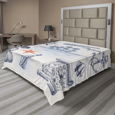 Ambesonne Travelling Theme Flat Sheet Top Sheet Decorative Bedding 6 Sizes