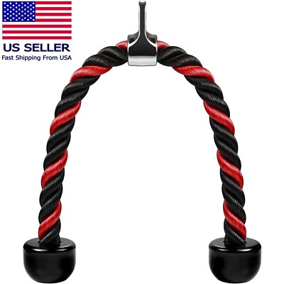 Tricep Rope Attachment Cable Machine Handle Fitness Pulldown Triceps Red Black